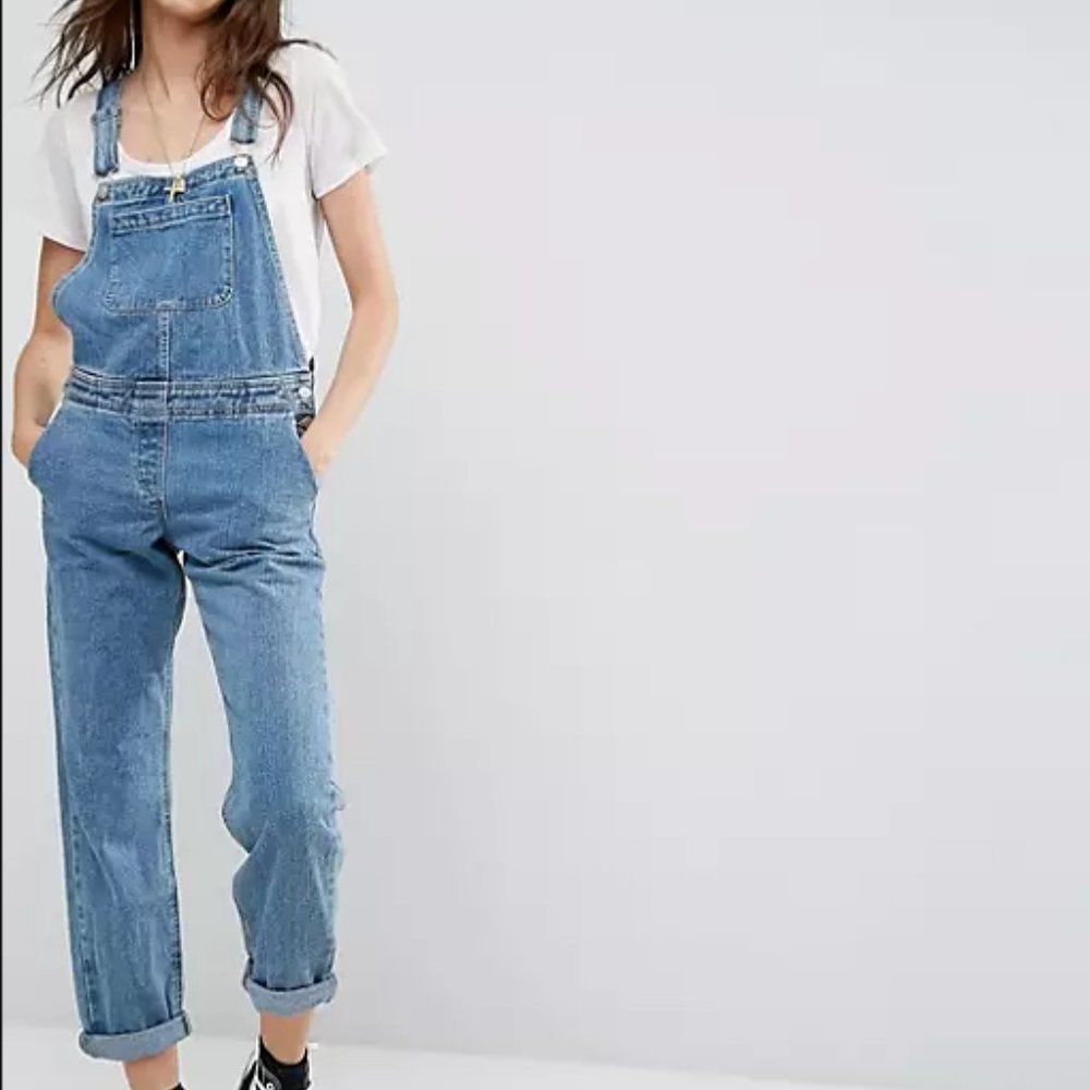 ASOS DESIGN denim overall in midwash blue 4